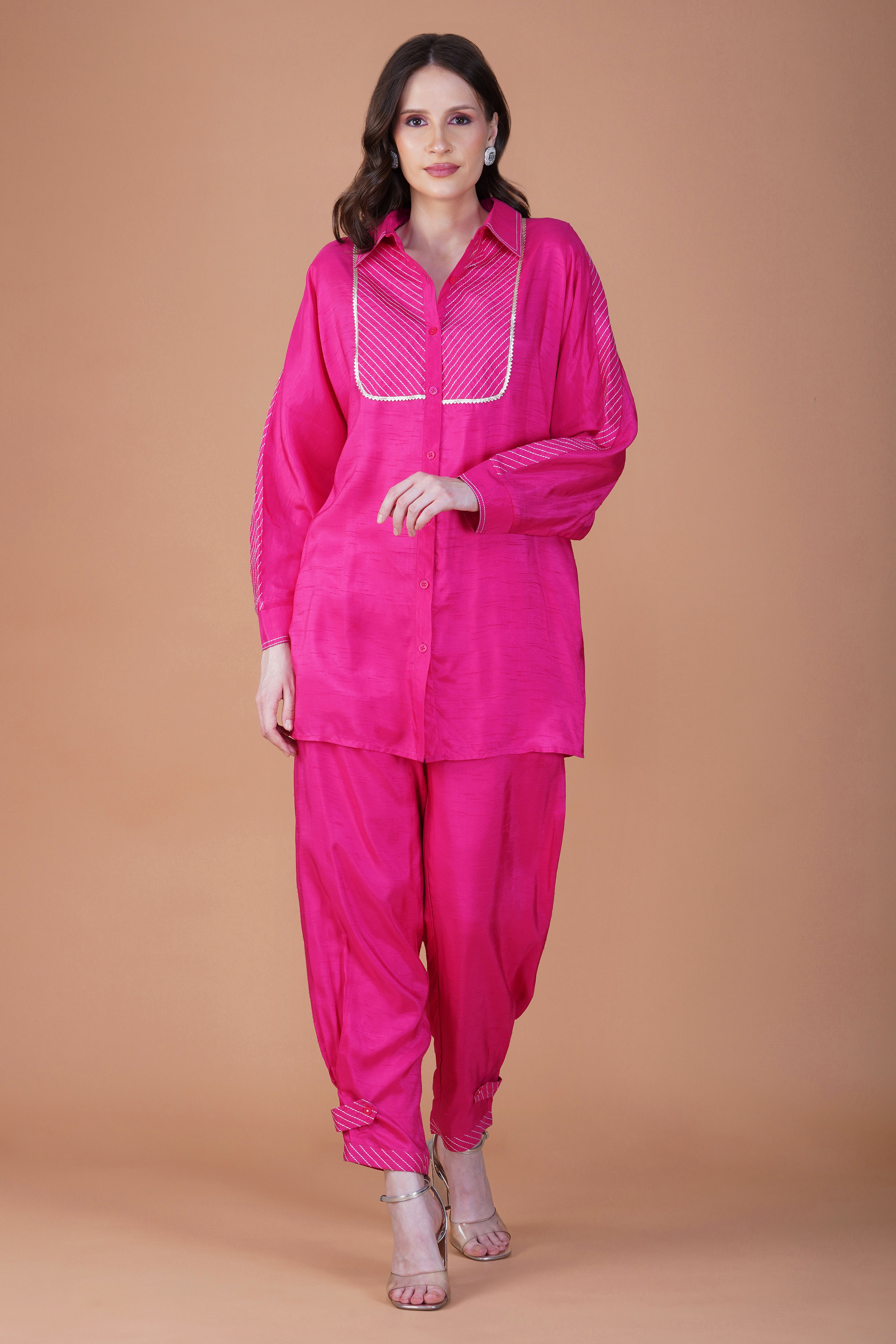 Pink kaftan shirt co-ord set