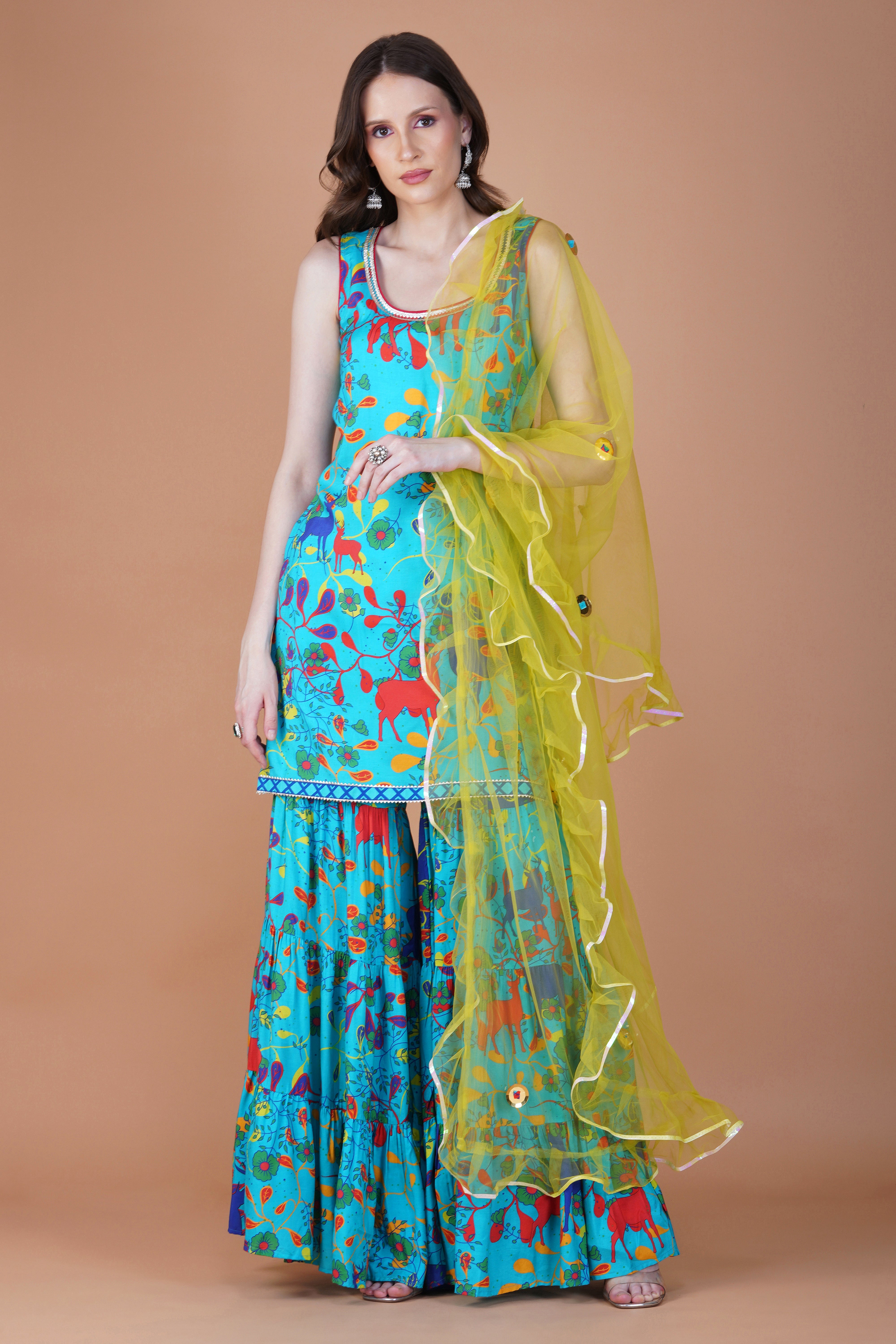 Forest print ethnic sharara set