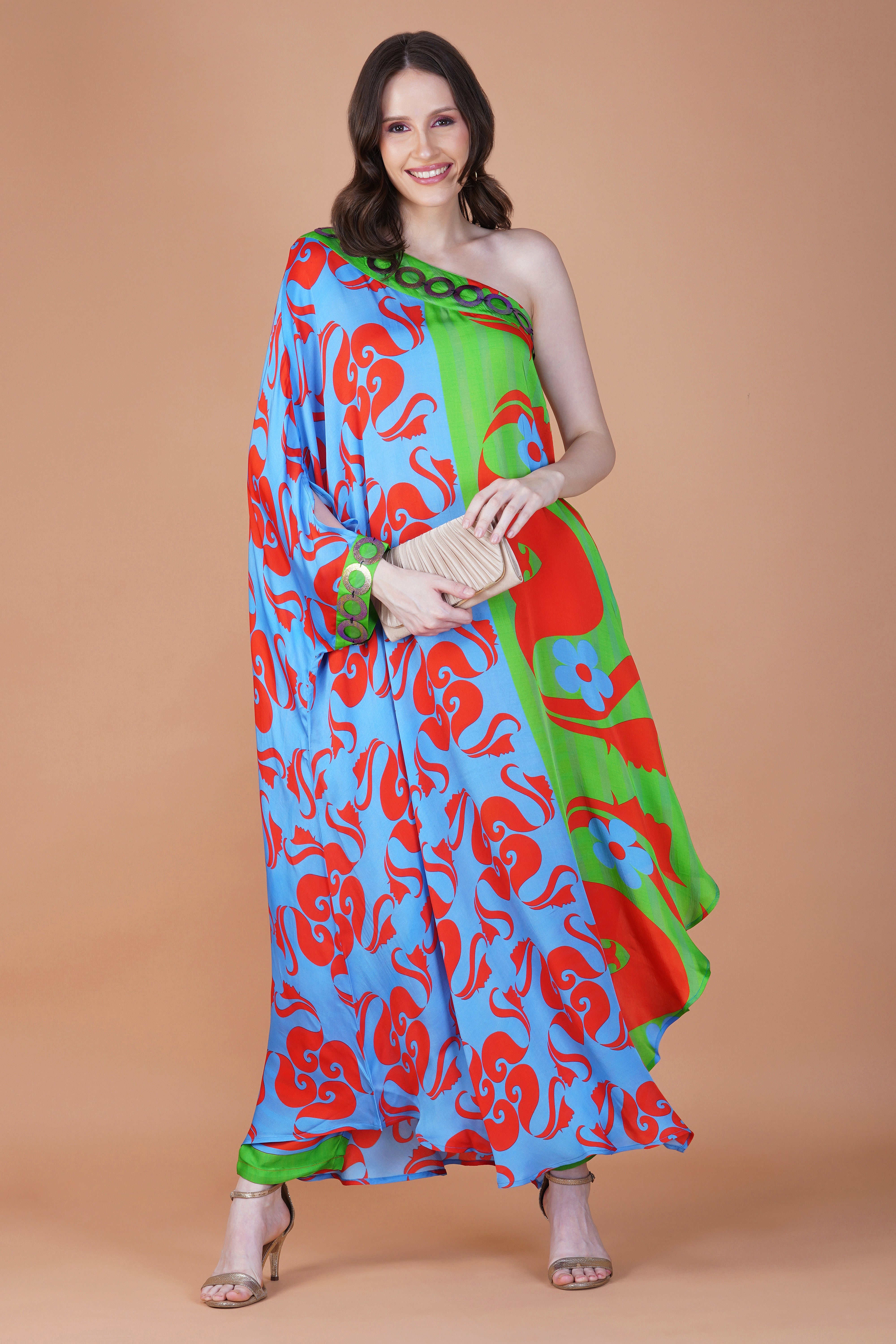 Color pop asymmetrical tunic