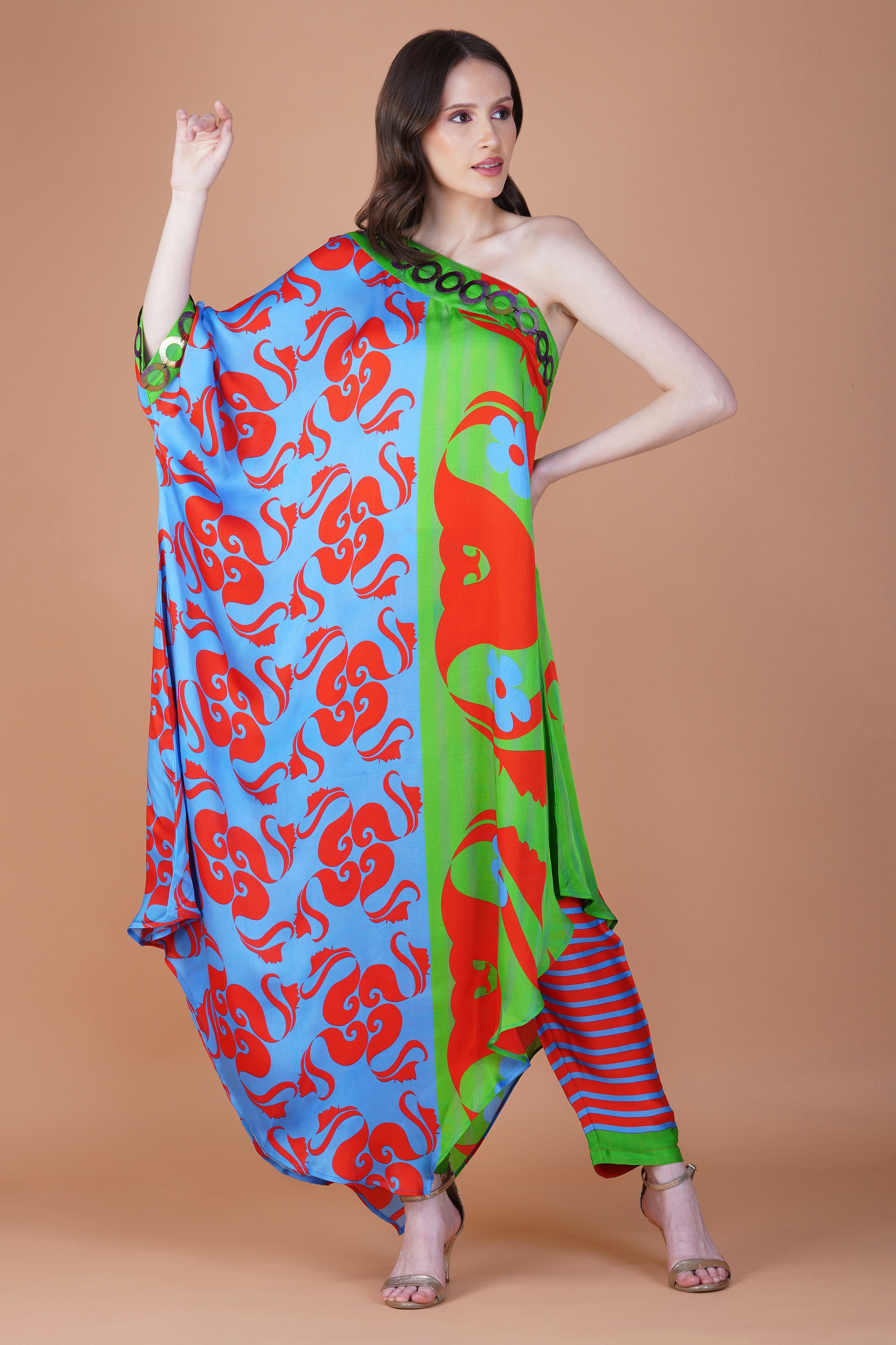 Color pop asymmetrical tunic