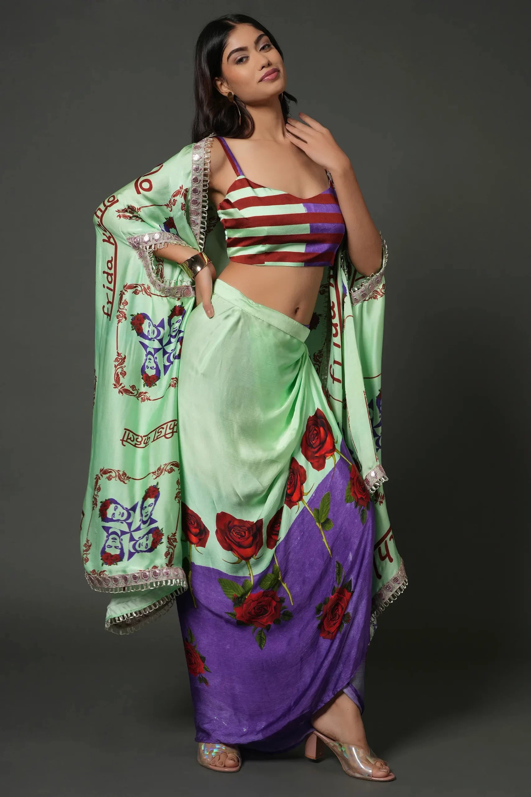 DRAPE DHOTI SKIRT WITH CAPE