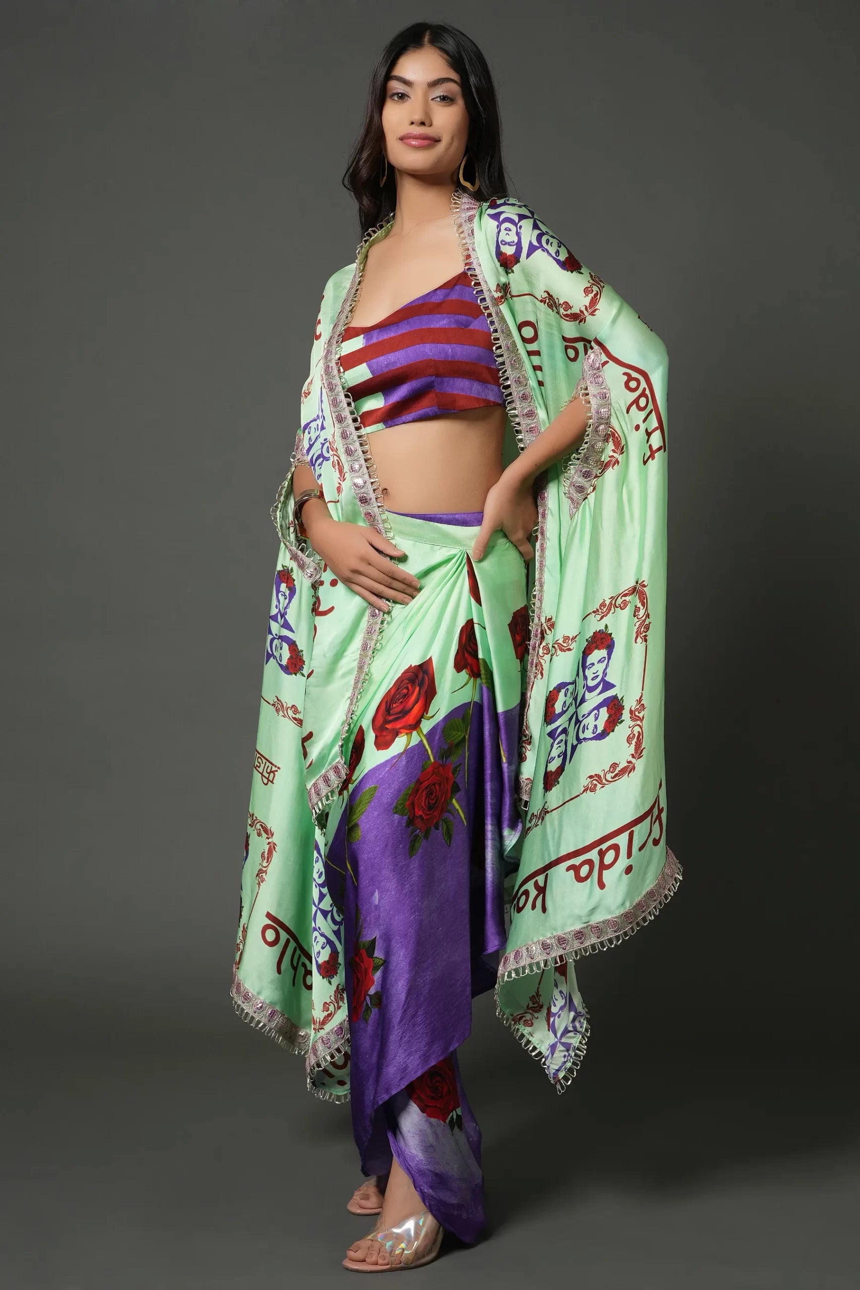 DRAPE DHOTI SKIRT WITH CAPE