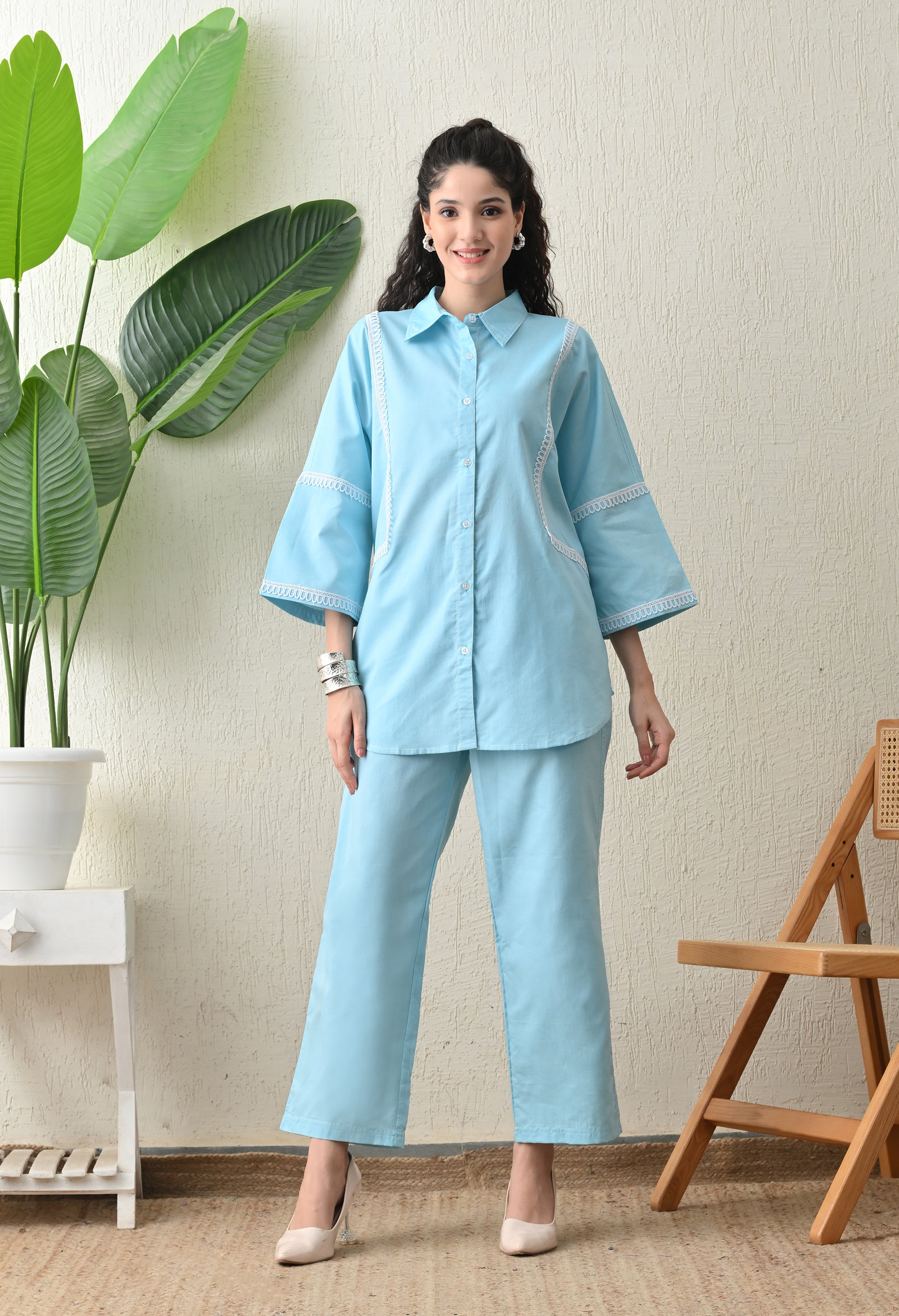 Pure cotton sky blue co-ord set