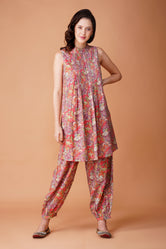 Peach ethnic co-ord set