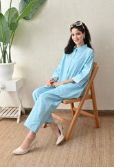 Pure cotton sky blue co-ord set